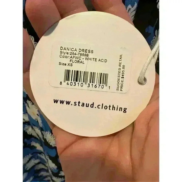 New NWT Staud Danica Maxi Dress White Acid Floral Open Back Size XS Retails $495 - Picture 7 of 7